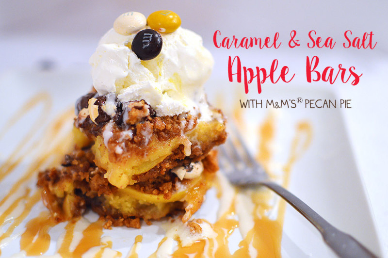 Caramel & Sea Salt Apple Bars with M&M’s® Pecan Pie from @thatsquareplate #BakeInTheFun #shop