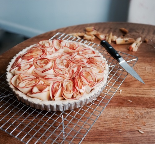 Almond Apple Custard Tart with Apple Roses