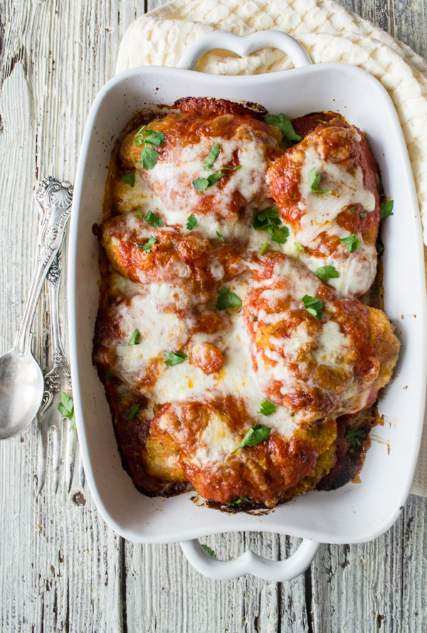 Baked Chicken Parmigiano from An Italian in My Kitchen