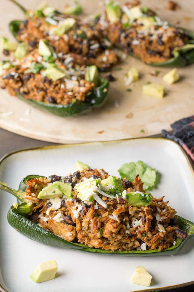 Chicken and Black Bean Stuffed Poblano Peppers from Chili Pepper Madness