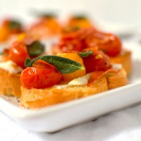 Ricotta and Roasted Tomato Bruschetta with Prosciutto & Sage