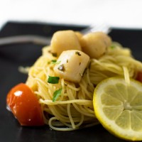 Tomato and Scallop Pasta with a Lemon-Vermouth Sauce