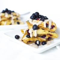 Blueberry Waffles with a Cinnamon Cream Cheese Frosting