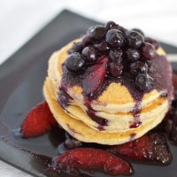 Pancakes with a Blueberry Peach Sauce