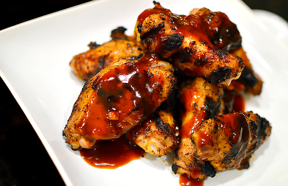 Chicken Wings with Molasses Barbecue Sauce | That Square Plate