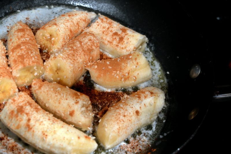 Sesame Seed Fried Bananas A La Mode 
