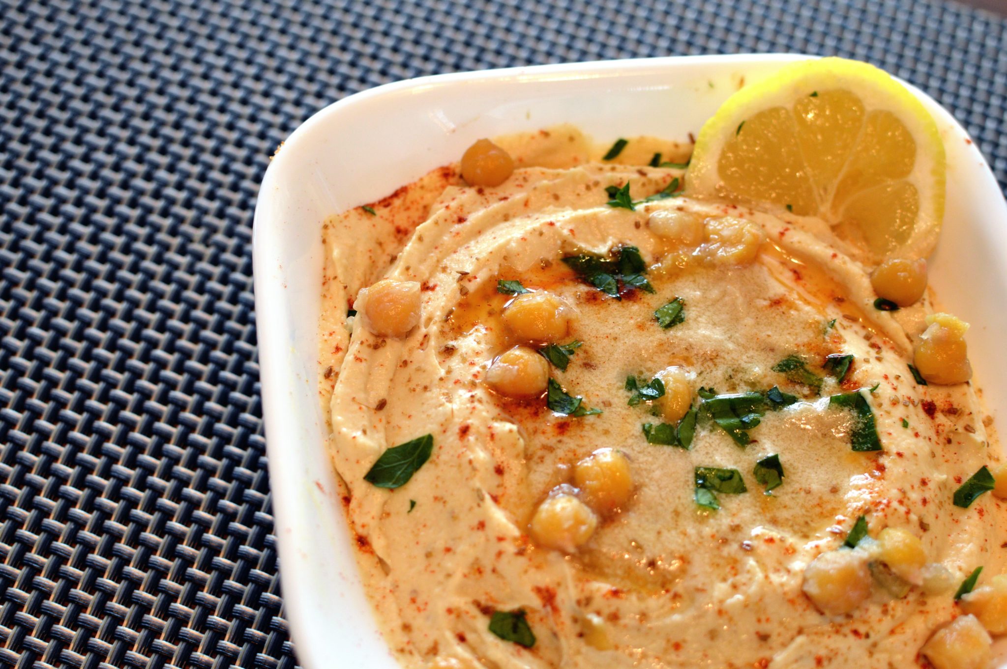 Hummus with Paprika and Whole Chickpeas | That Square Plate