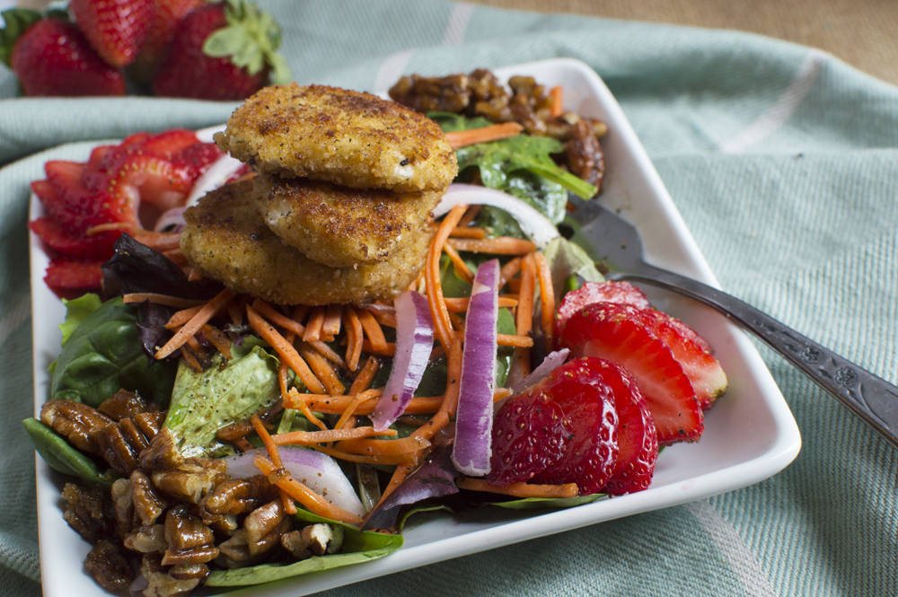 So fresh and flavorful, and topped with the best freakin' creation ever: Pan-Fried Goat Cheese.