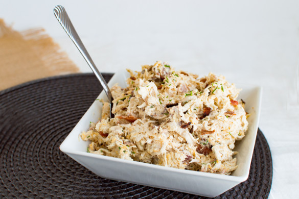 Chicken salad with an indulgent mix of cheddar, bacon, and chives throughout.