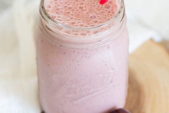 Tangy and sweet cherry banana smoothie that is perfect for breakfast, afternoon snack, or post-workout shake.