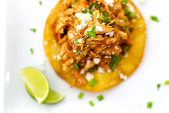 I adapted Food & Wine's Chicken Tinga Tacos and made some tostadas! They were absolutely delicious -- spicy like I like 'em!